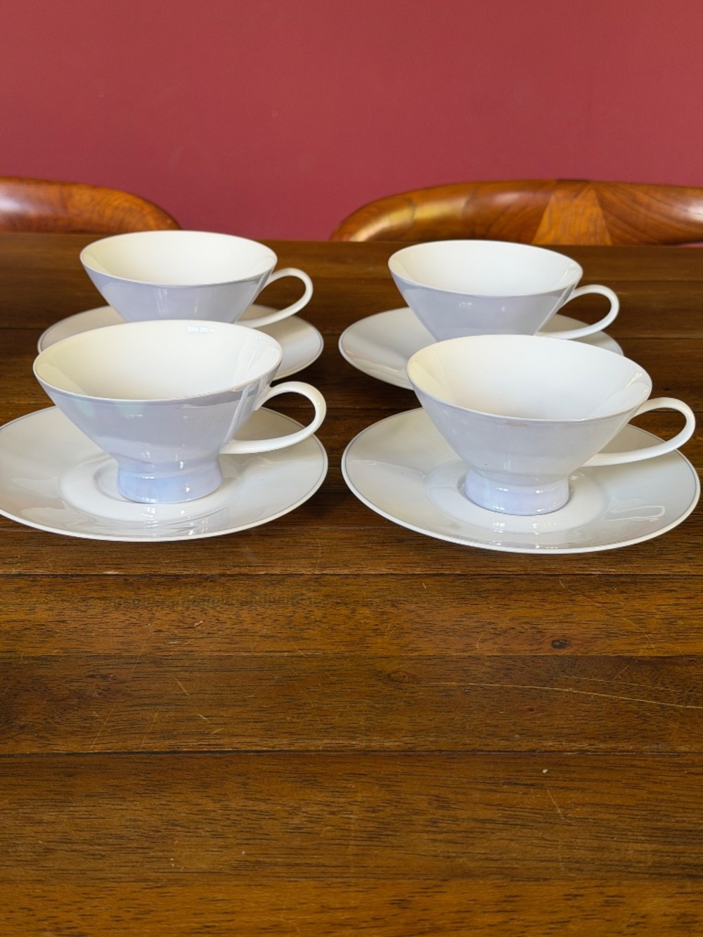 Rosenthal China Raymond Loewy Crystalline Blue Teacups & Saucers (set of 4)